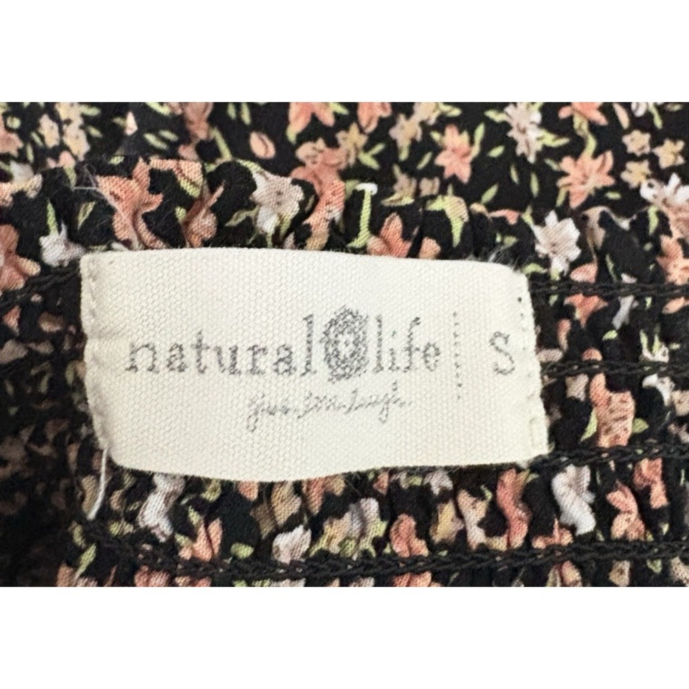 Natural Life Womens S Floral Maxi Dress Black Smocked Boho Cottagecore Peasant - Picture 4 of 9